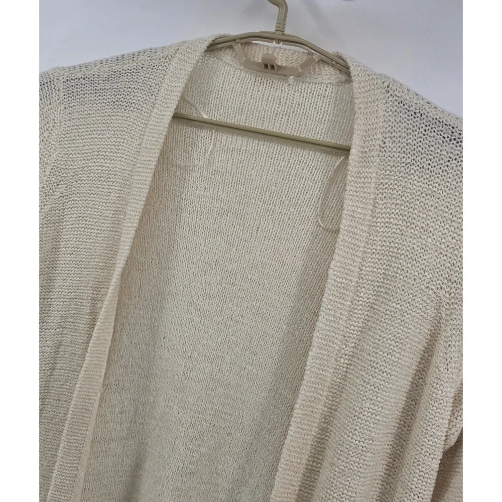 Michael Kors Womens Cardigan Cream Crochet Fringe Open Front Boho Layering